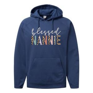 Blessed Nannie Cute Leopard Print Gift Performance Fleece Hoodie