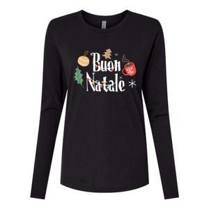 Buon Natale Christmas Italy Italians Long Sleeve Womens Cotton Relaxed Long Sleeve T-Shirt