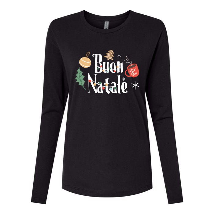 Buon Natale Christmas Italy Italians Long Sleeve Womens Cotton Relaxed Long Sleeve T-Shirt