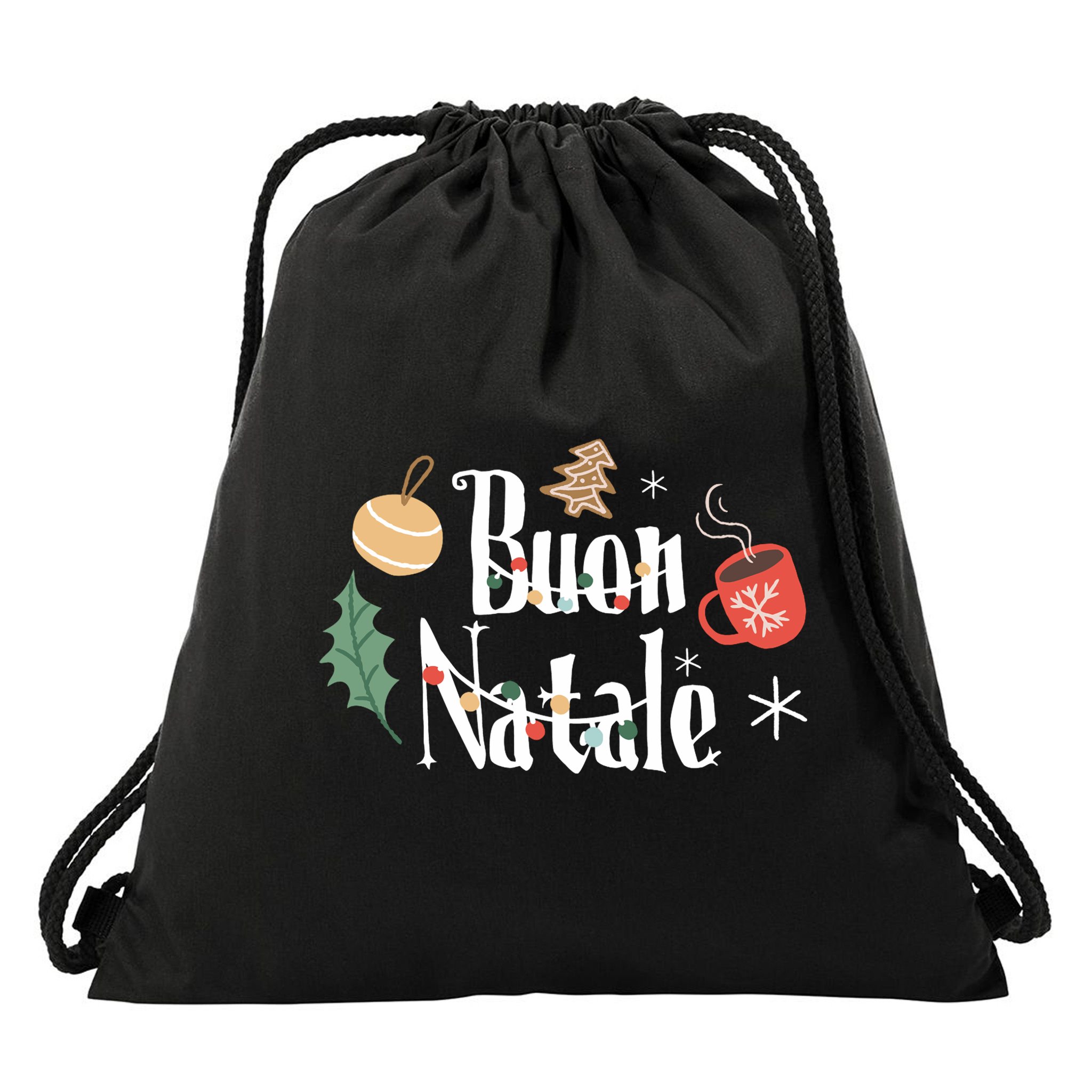 Buon Natale Christmas Italy Italians Long Sleeve Drawstring Bag