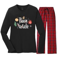 Buon Natale Christmas Italy Italians Long Sleeve Women's Long Sleeve Flannel Pajama Set 