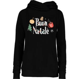 Buon Natale Christmas Italy Italians Long Sleeve Womens Funnel Neck Pullover Hood