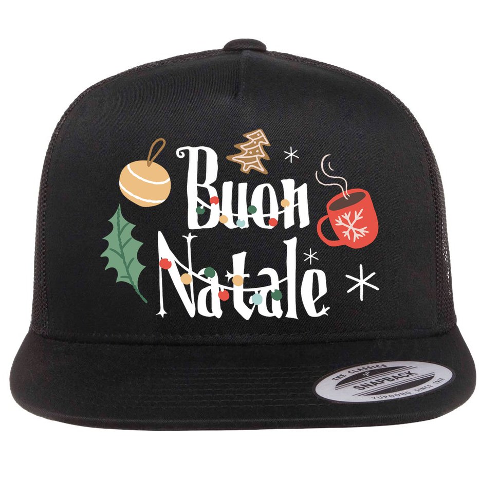 Buon Natale Christmas Italy Italians Long Sleeve Flat Bill Trucker Hat