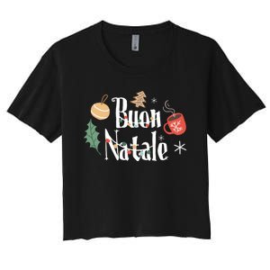 Buon Natale Christmas Italy Italians Long Sleeve Women's Crop Top Tee