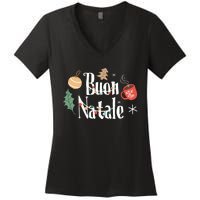 Buon Natale Christmas Italy Italians Long Sleeve Women's V-Neck T-Shirt