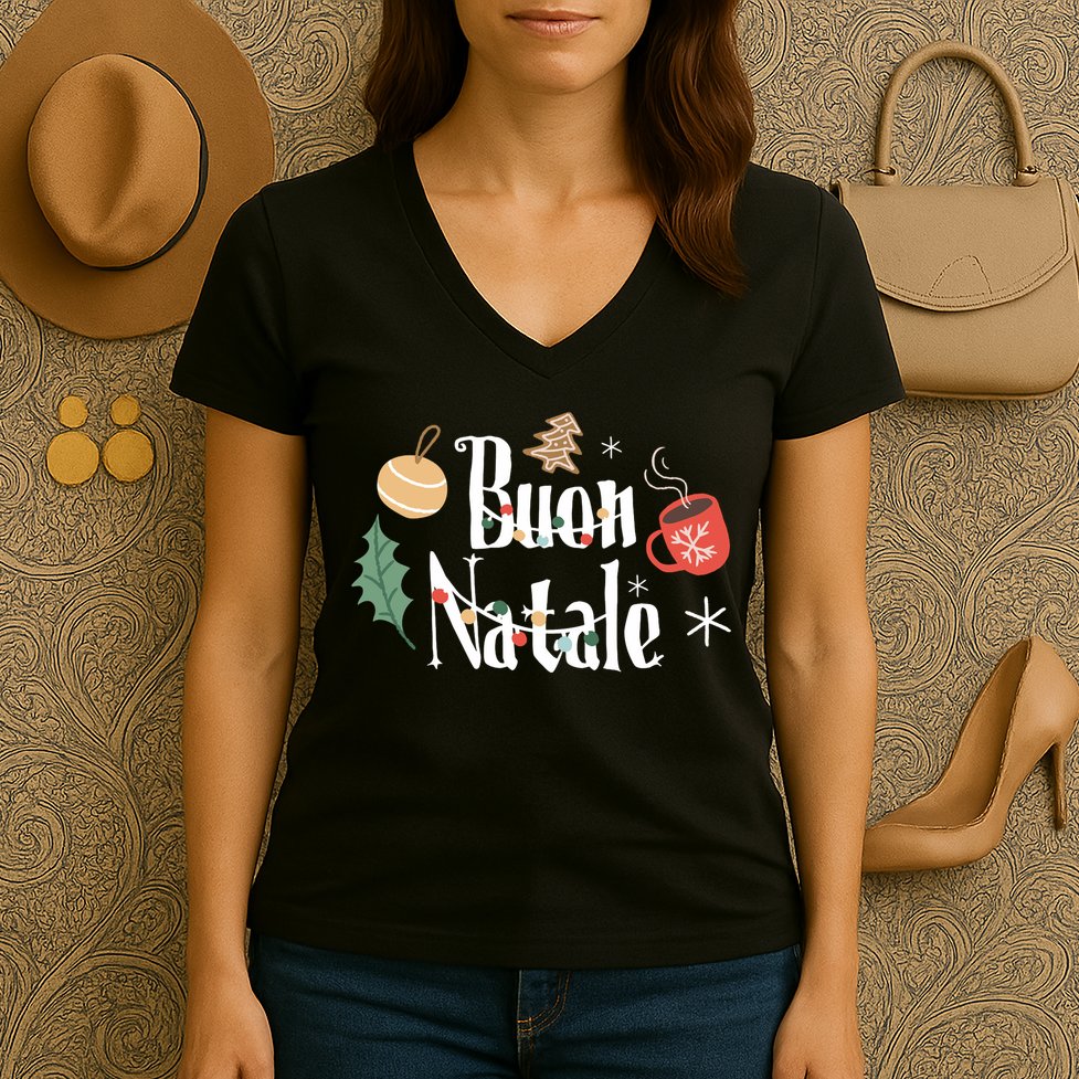 Buon Natale Christmas Italy Italians Long Sleeve Women's V-Neck T-Shirt