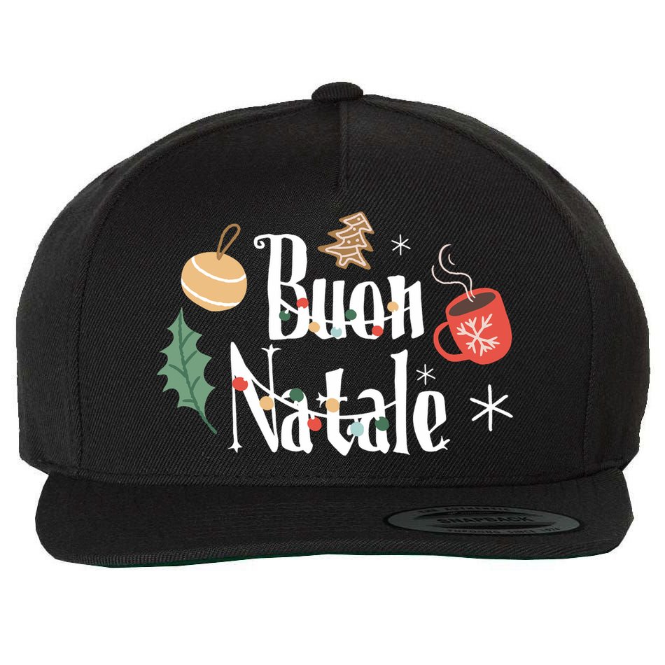 Buon Natale Christmas Italy Italians Long Sleeve Wool Snapback Cap