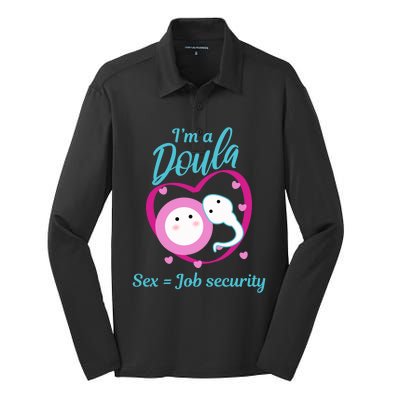 Birth Nurse Cute Labor Coach Prenatal Fetus Gift Silk Touch Performance Long Sleeve Polo