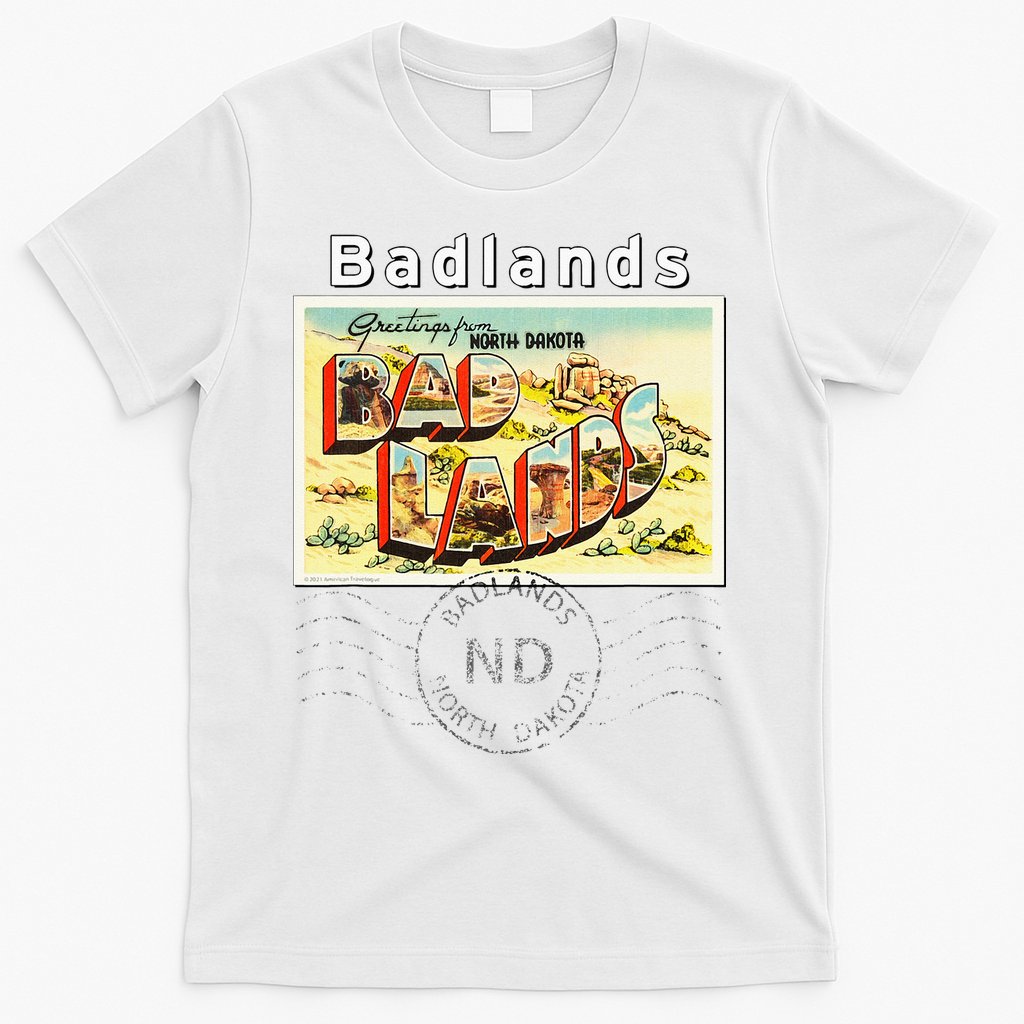 Badlands North Dakota ND Large Letter Postcard Postmarked T-Shirt