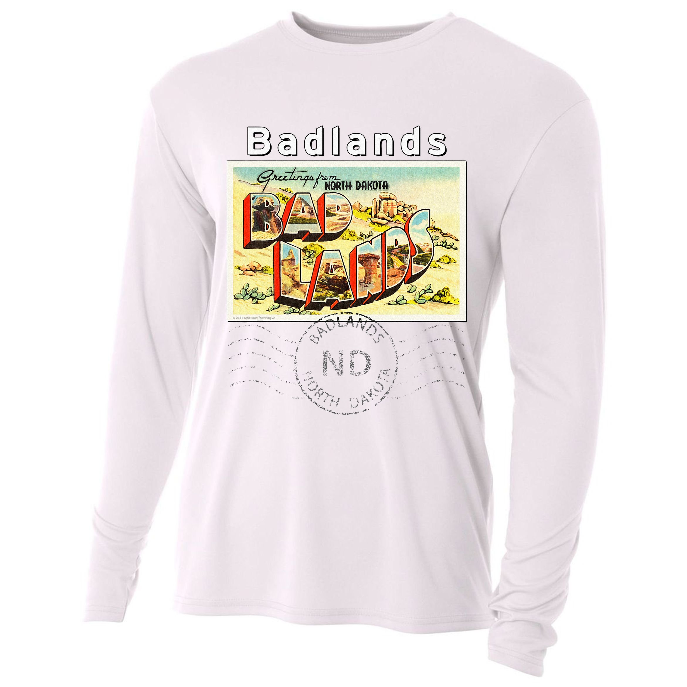 Badlands North Dakota ND Large Letter Postcard Postmarked Cooling Performance Long Sleeve Crew