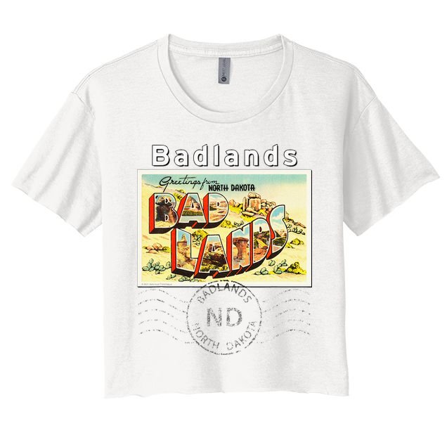 Badlands North Dakota ND Large Letter Postcard Postmarked Women's Crop Top Tee