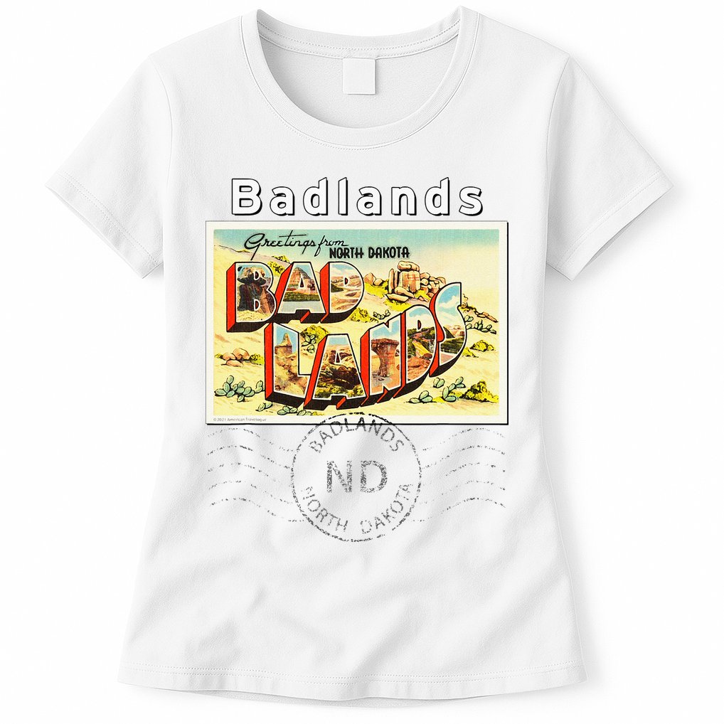 Badlands North Dakota ND Large Letter Postcard Postmarked Womens T-Shirt