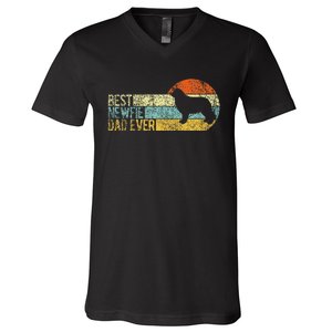 Best Newfie Dad Ever Newfoundland Dog Newfie Owner Retro V-Neck T-Shirt