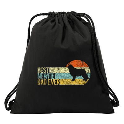 Best Newfie Dad Ever Newfoundland Dog Newfie Owner Retro Drawstring Bag