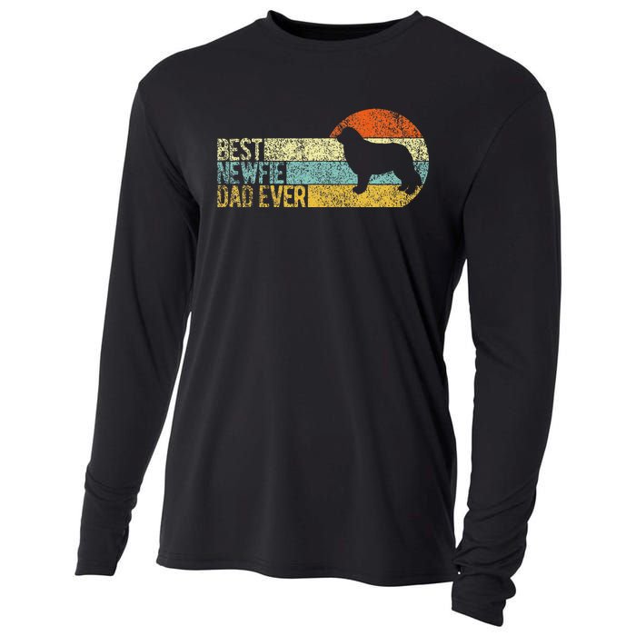 Best Newfie Dad Ever Newfoundland Dog Newfie Owner Retro Cooling Performance Long Sleeve Crew