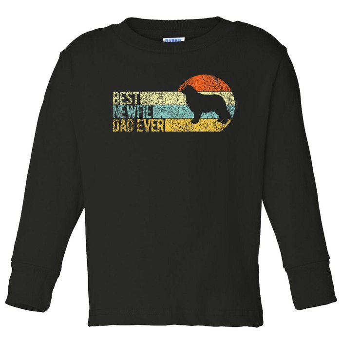 Best Newfie Dad Ever Newfoundland Dog Newfie Owner Retro Toddler Long Sleeve Shirt