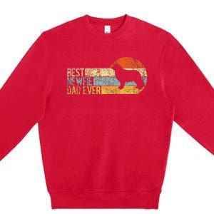 Best Newfie Dad Ever Newfoundland Dog Newfie Owner Retro Premium Crewneck Sweatshirt