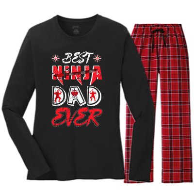 Best Ninja Dad Ever Funny Dad T Women's Long Sleeve Flannel Pajama Set 