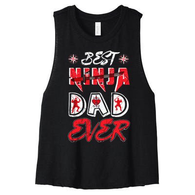 Best Ninja Dad Ever Funny Dad T Women's Racerback Cropped Tank