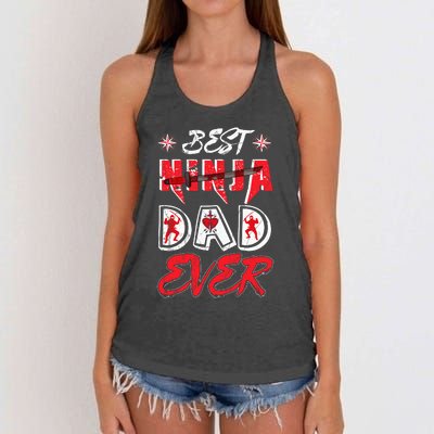 Best Ninja Dad Ever Funny Dad T Women's Knotted Racerback Tank