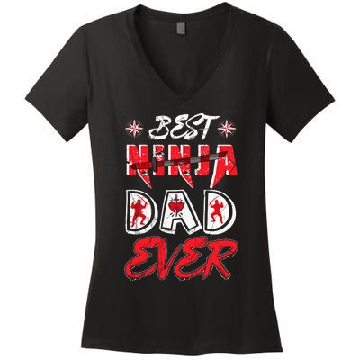 Best Ninja Dad Ever Funny Dad T Women's V-Neck T-Shirt