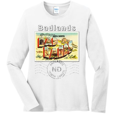 Badlands North Dakota ND Large Letter Postcard Postmarked Ladies Long Sleeve Shirt