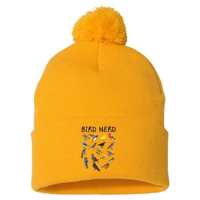 Bird Nerd Different Kinds Of Bird Gift Cute Bird Gift Pom Pom 12in Knit Beanie