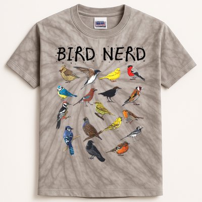 Bird Nerd Different Kinds Of Bird Gift Cute Bird Gift Kids Tie-Dye T-Shirt