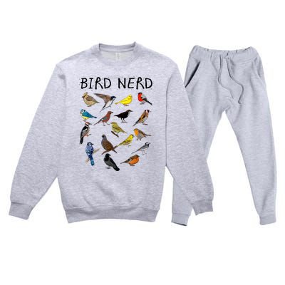 'Bird Nerd Different Kinds Of Bird' Gift Cute Bird Gift Premium Crewneck Sweatsuit Set