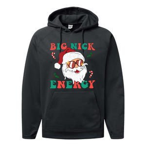 Big Nick Energy Funny Santa Claus Holiday Christmas Performance Fleece Hoodie