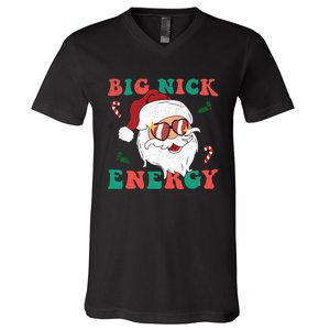 Big Nick Energy Funny Santa Claus Holiday Christmas V-Neck T-Shirt