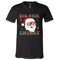 Big Nick Energy Funny Santa Claus Holiday Christmas V-Neck T-Shirt