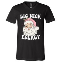 Big Nick Energy Funny Santa Xmas Retro Christmas V-Neck T-Shirt