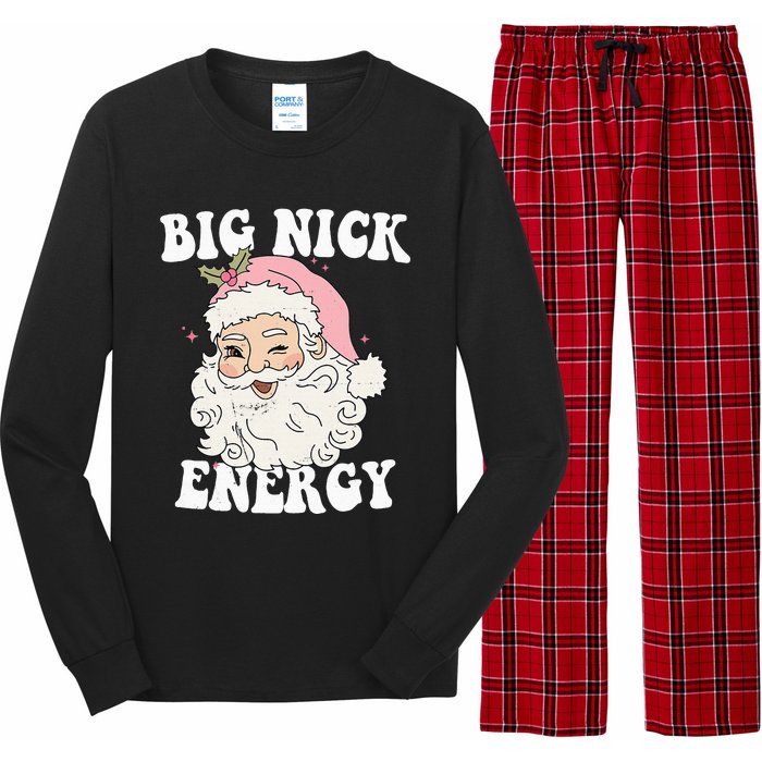 Big Nick Energy Funny Santa Xmas Retro Christmas Long Sleeve Pajama Set