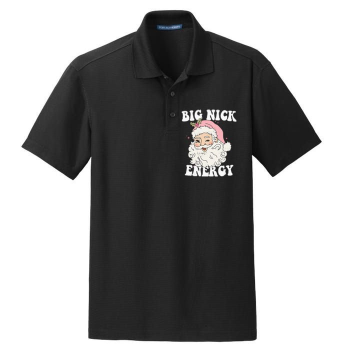 Big Nick Energy Funny Santa Xmas Retro Christmas Dry Zone Grid Polo