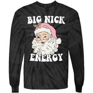 Big Nick Energy Funny Santa Xmas Retro Christmas Tie-Dye Long Sleeve Shirt