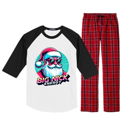 Big Nick Energy Christmas Ugly Xmas Vintage Santa Family Cool Gift Raglan Sleeve Pajama Set