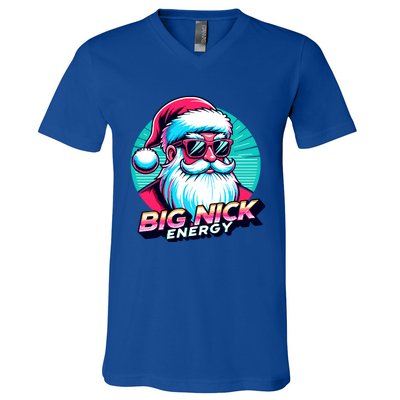 Big Nick Energy Christmas Ugly Xmas Vintage Santa Family Cool Gift V-Neck T-Shirt