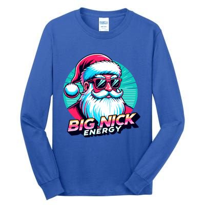 Big Nick Energy Christmas Ugly Xmas Vintage Santa Family Cool Gift Tall Long Sleeve T-Shirt