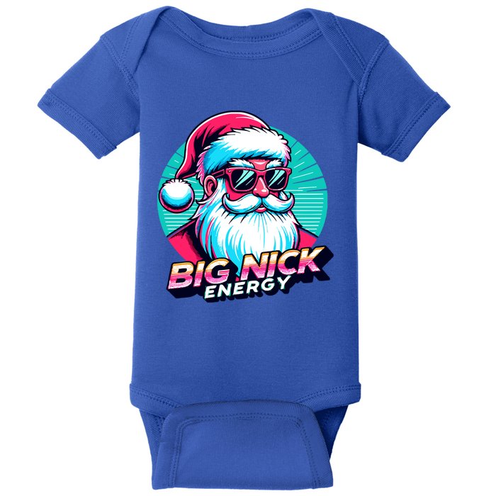 Big Nick Energy Christmas Ugly Xmas Vintage Santa Family Cool Gift Baby Bodysuit