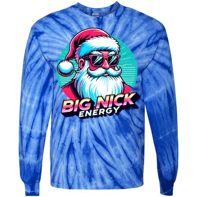 Big Nick Energy Christmas Ugly Xmas Vintage Santa Family Cool Gift Tie-Dye Long Sleeve Shirt