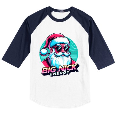 Big Nick Energy Christmas Ugly Xmas Vintage Santa Family Cool Gift Baseball Sleeve Shirt