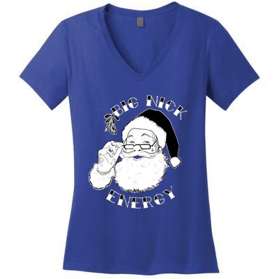 Big Nick Energy Christmas Vintage Santa Ugly Xmas Sweater Gift Women's V-Neck T-Shirt