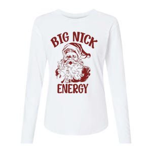 Big Nick Energy Funny Family Christmas Santa Cute Xmas Womens Cotton Relaxed Long Sleeve T-Shirt