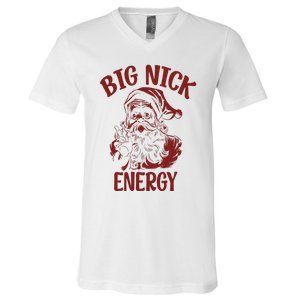 Big Nick Energy Funny Family Christmas Santa Cute Xmas V-Neck T-Shirt