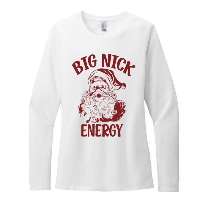 Big Nick Energy Funny Family Christmas Santa Cute Xmas Womens CVC Long Sleeve Shirt