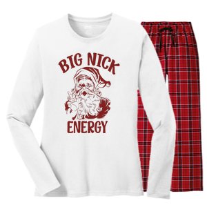 Big Nick Energy Funny Family Christmas Santa Cute Xmas Women's Long Sleeve Flannel Pajama Set 