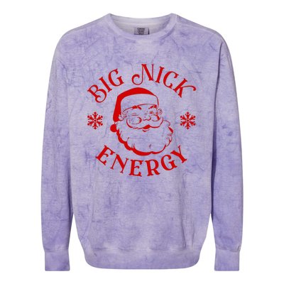 Big Nick Energy Christmas Retro Groovy Funny Vintage Santa Colorblast Crewneck Sweatshirt