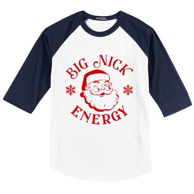 Big Nick Energy Christmas Retro Groovy Funny Vintage Santa Baseball Sleeve Shirt