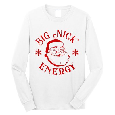 Big Nick Energy Christmas Retro Groovy Funny Vintage Santa Long Sleeve Shirt